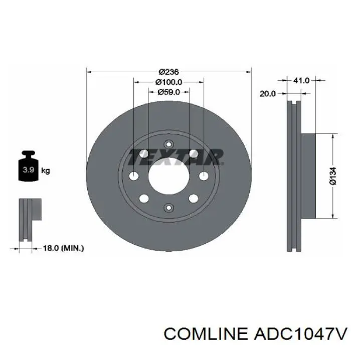Тормоз дисковый передний Comline ADC1047V цена, от 20.43 USD