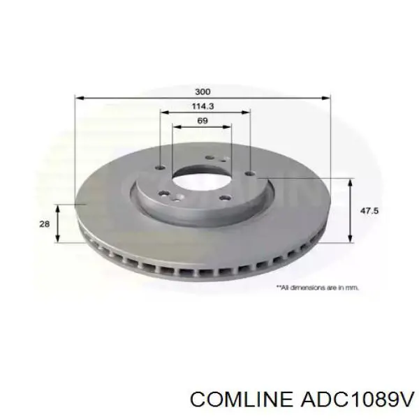 ADC1089V Comline диск тормозной передний