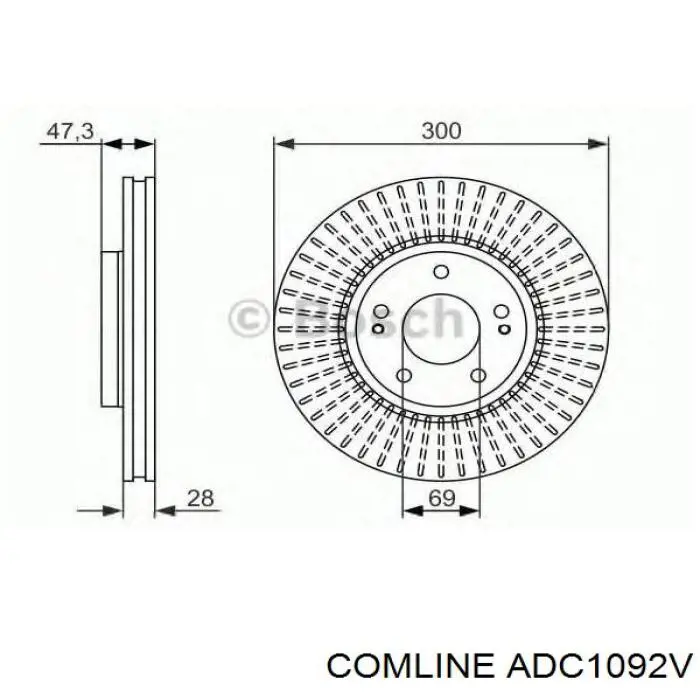 Передний тормозной диск Comline ADC1092V