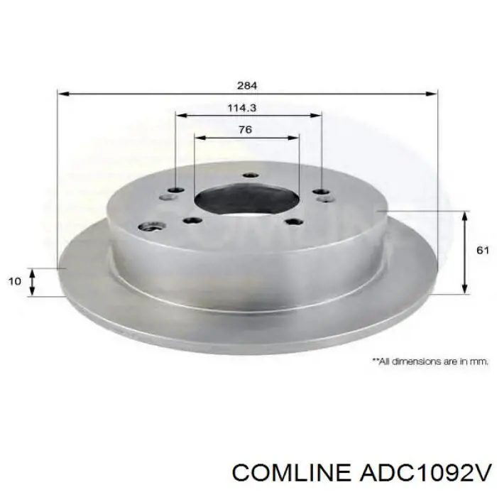 Freno de disco delantero ADC1092V Comline