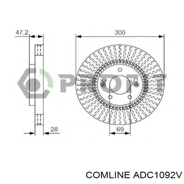 Тормоз дисковый передний Comline ADC1092V цена, от 44.62 USD