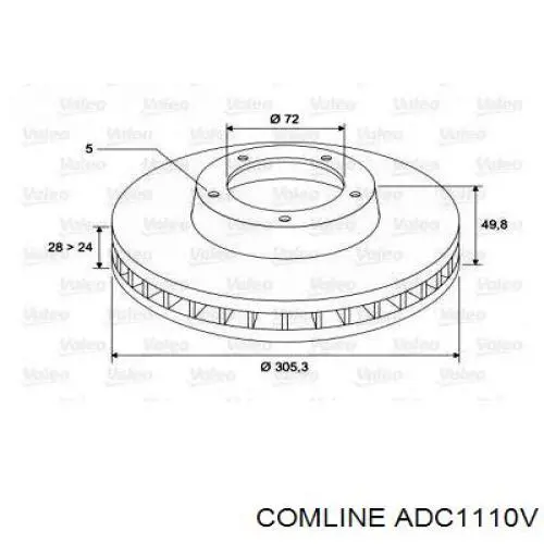 ADC1110V Comline Диск тормозной передний