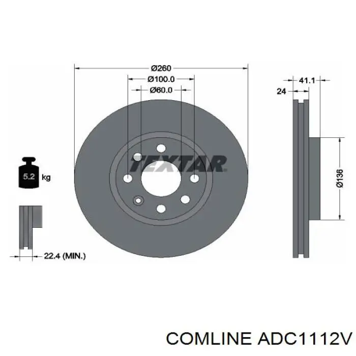 Тормоз дисковый передний Comline ADC1112V цена, от 28.38 USD