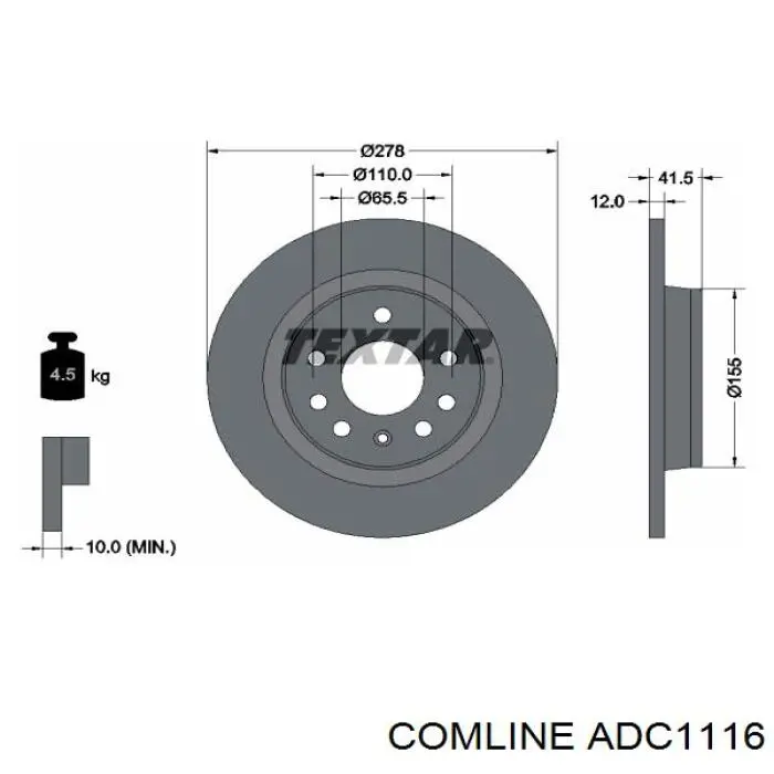 Задний тормозной диск Comline ADC1116 цена, от 27.92 USD