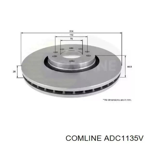 Передние тормозные диски ADC1135V Comline