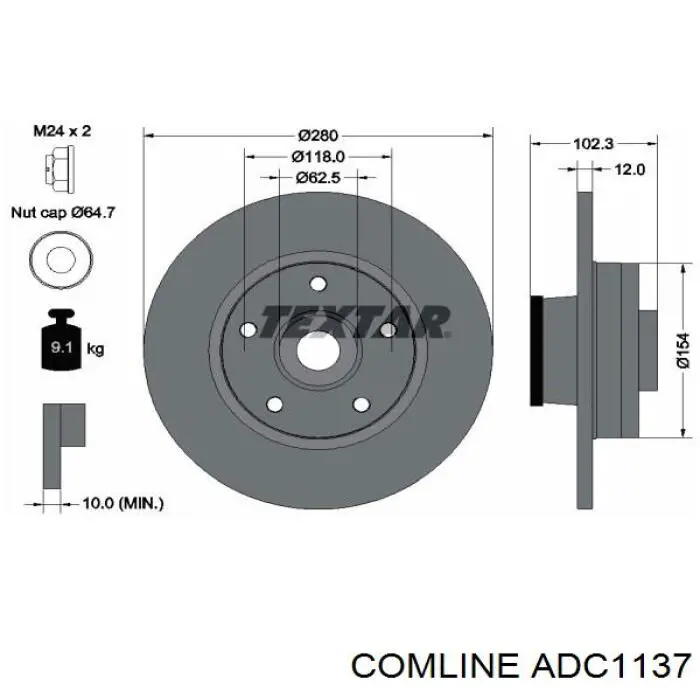 Купить ADC1137 Comline Диск тормозной задний