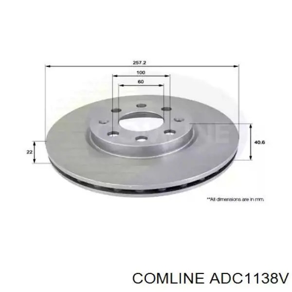 ADC1138V Comline диск тормозной передний