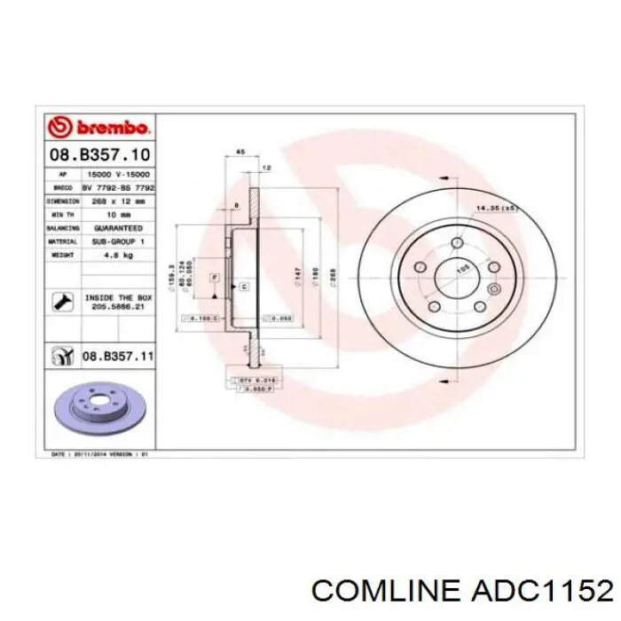 Задний тормозной диск Comline ADC1152 цена, от 33.41 USD