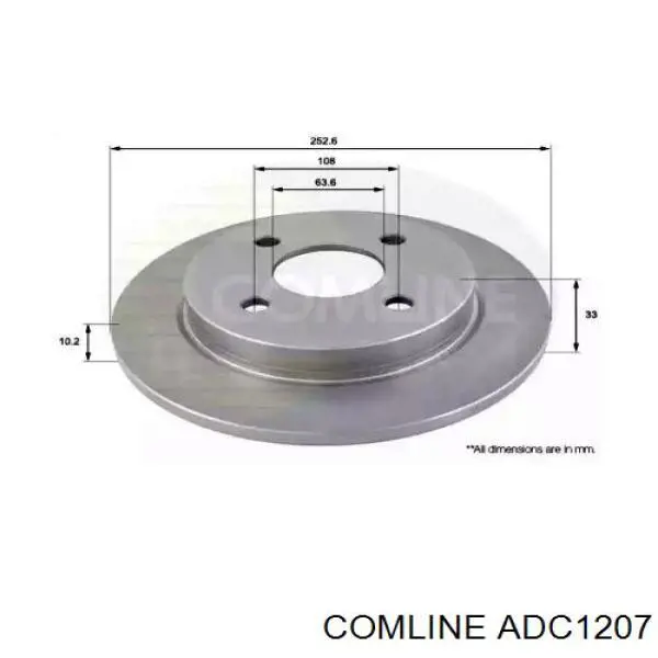 ADC1207 Comline диск тормозной задний