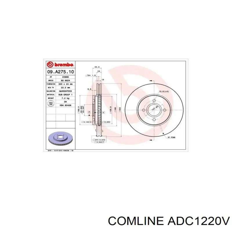 Передние тормозные диски ADC1220V Comline