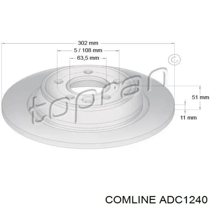 Задний дисковый тормоз Comline ADC1240