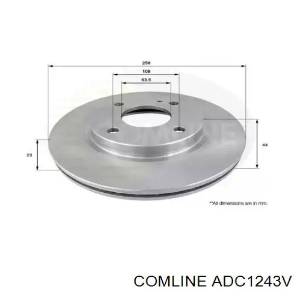 ADC1243V Comline диск тормозной передний