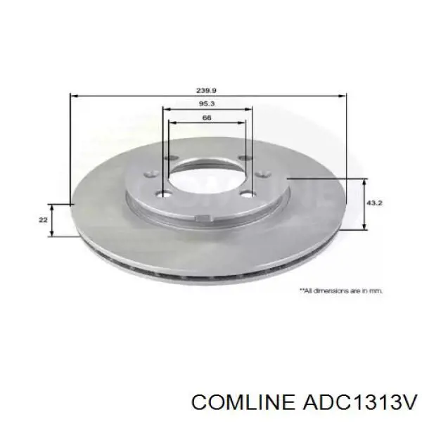 ADC1313V Comline диск тормозной передний