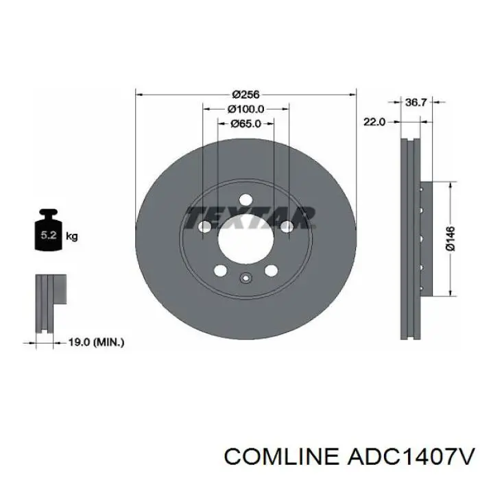 Тормоз дисковый передний Comline ADC1407V цена, от 31.96 USD