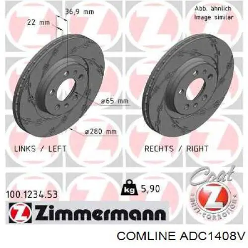 Тормоз дисковый передний Comline ADC1408V цена, от 29.82 USD