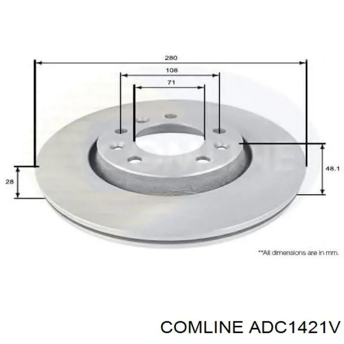 Передний тормозной диск Comline ADC1421V