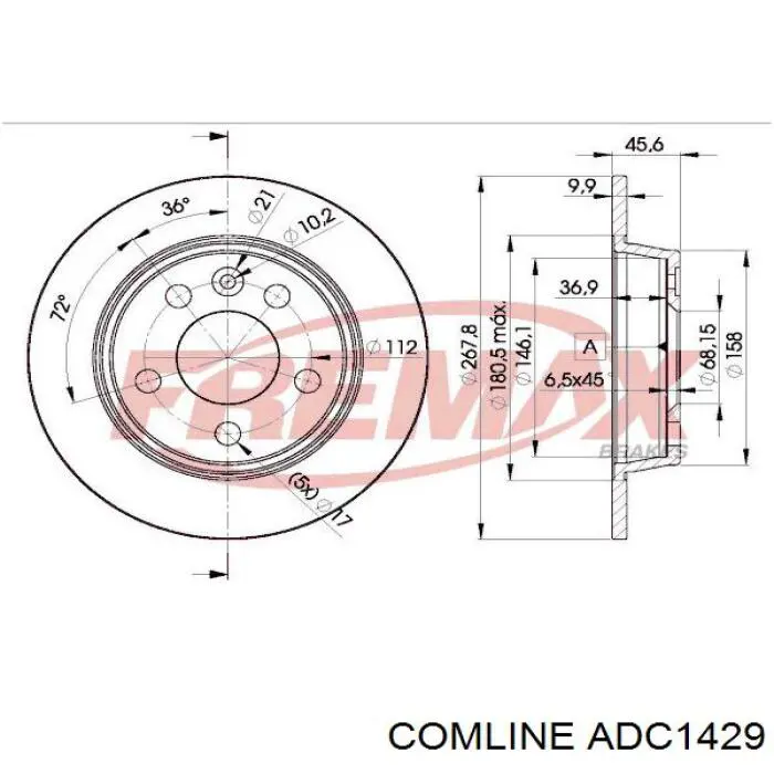 Задний дисковый тормоз Comline ADC1429