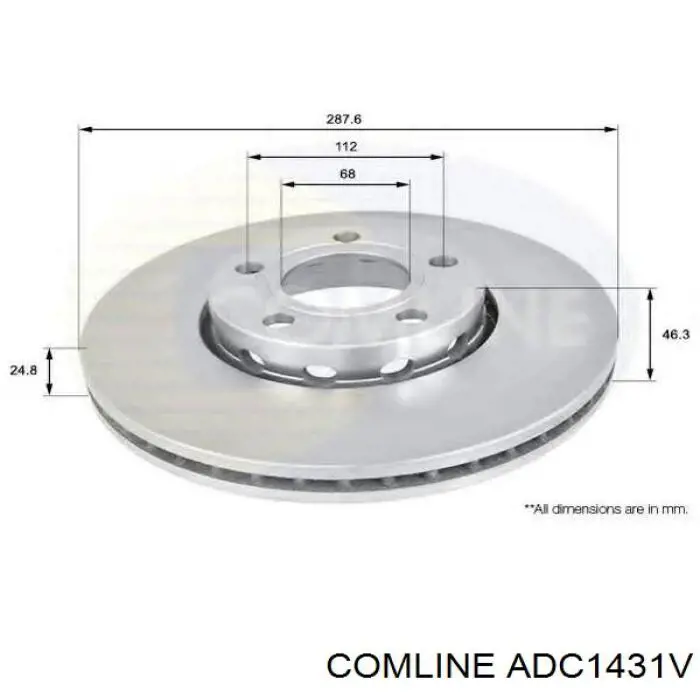 Передний тормозной диск Comline ADC1431V