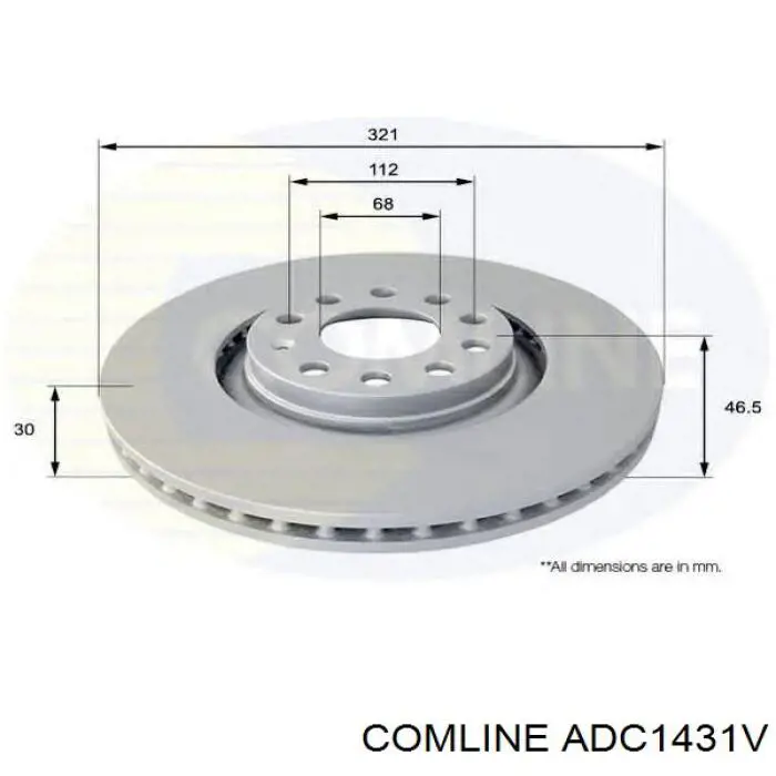 Тормоз дисковый передний Comline ADC1431V цена, от 41.83 USD