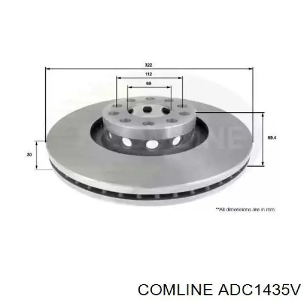 ADC1435V Comline передние тормозные диски