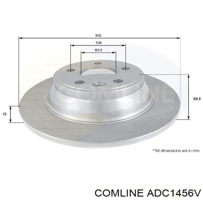 Передний тормозной диск Comline ADC1456V