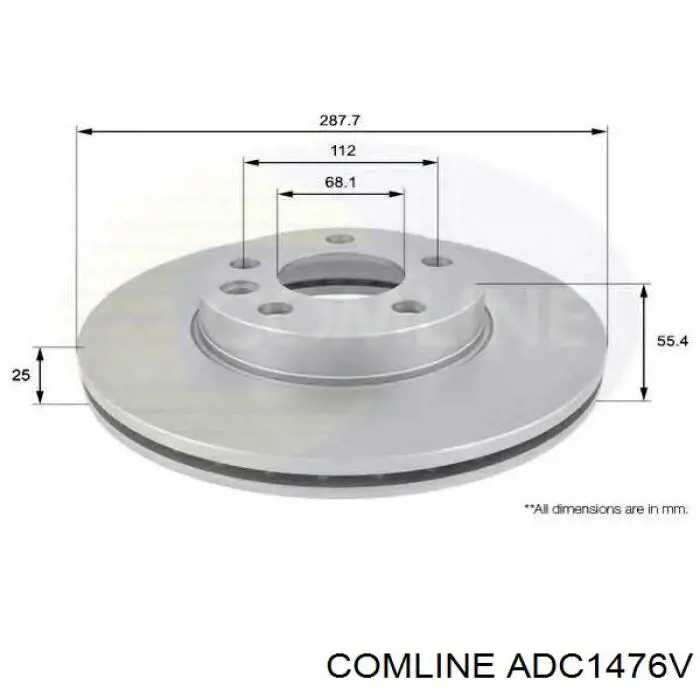 Тормоз дисковый передний Comline ADC1476V цена, от 56.96 USD