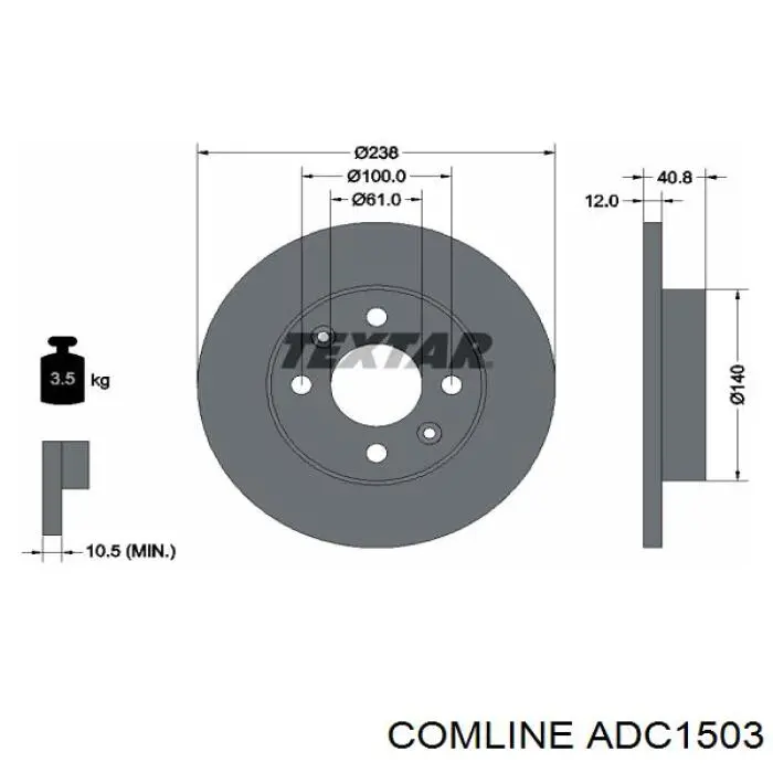 Передний тормозной диск Comline ADC1503