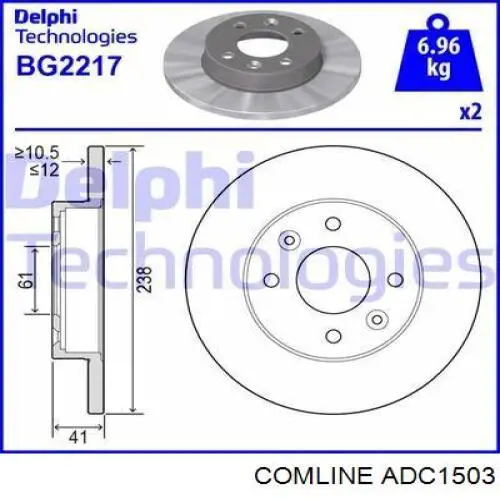 Передние тормозные диски ADC1503 Comline