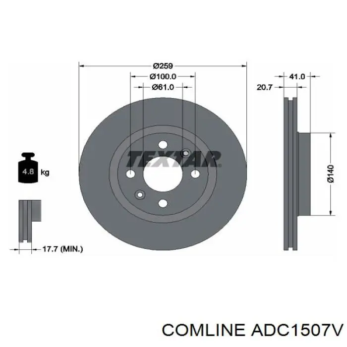 Тормоз дисковый передний Comline ADC1507V цена, от 27.18 USD