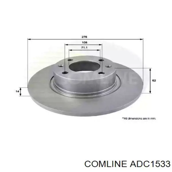 ADC1533 Comline диск тормозной задний