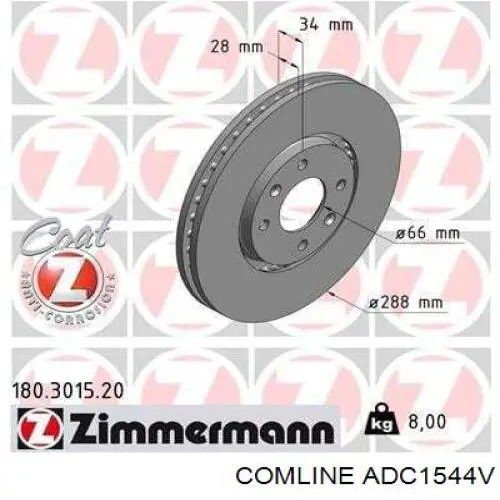 Передний тормозной диск Comline ADC1544V