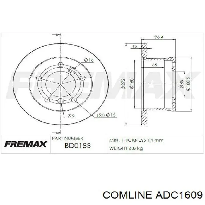 Тормозные диски ADC1609 Comline
