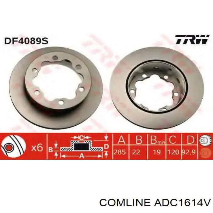 Задний тормозной диск Comline ADC1614V цена, от 35.49 USD