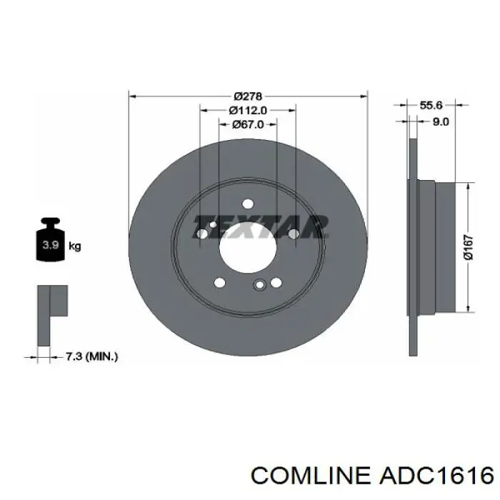 Задний тормозной диск Comline ADC1616 цена, от 24.38 USD