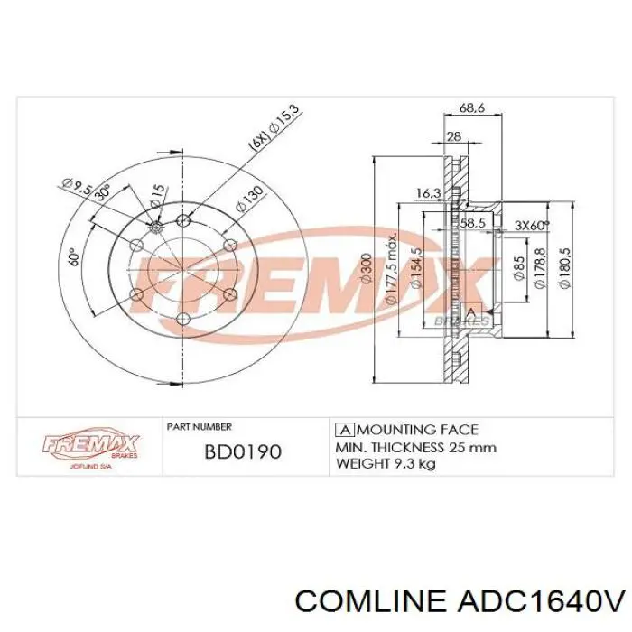 Купить ADC1640V Comline Ротор тормозной