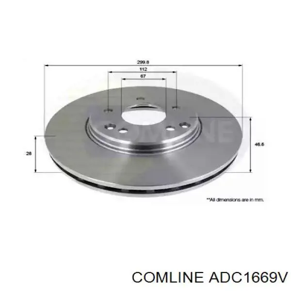 ADC1669V Comline диск тормозной передний