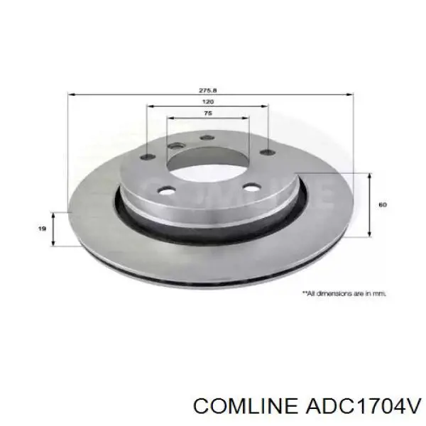 ADC1704V Comline диск тормозной задний