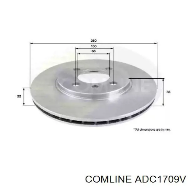 ADC1709V Comline диск тормозной передний