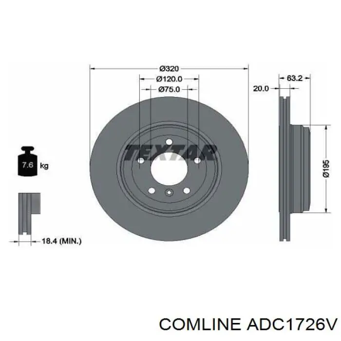 Disco de freno trasero ADC1726V Comline