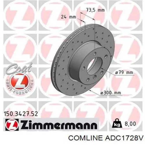 Передние тормозные диски ADC1728V Comline