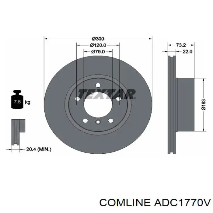 Freno de disco delantero ADC1770V Comline