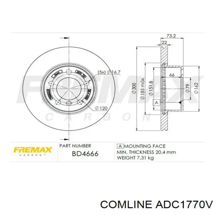 Тормоз дисковый передний Comline ADC1770V цена, от 65.22 USD