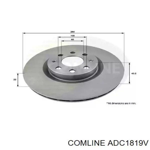 ADC1819V Comline диск тормозной передний