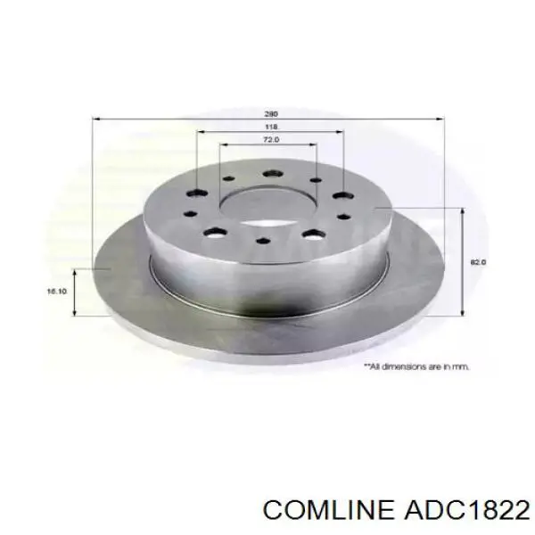 ADC1822 Comline диск тормозной задний