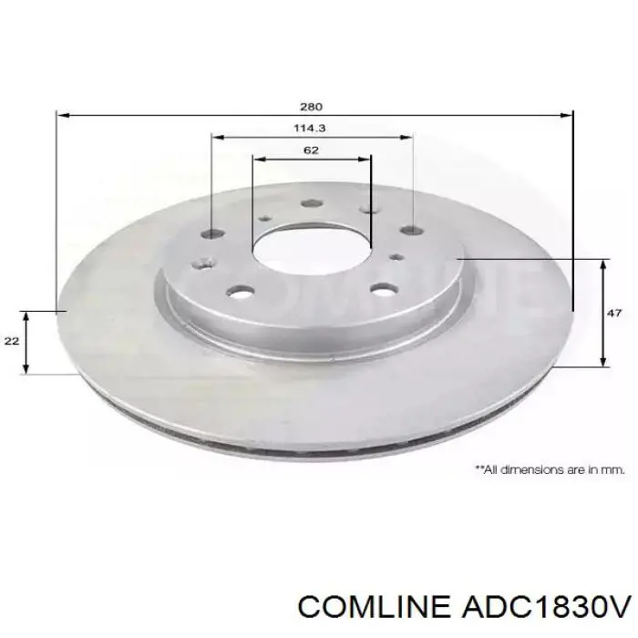 Freno de disco delantero ADC1830V Comline