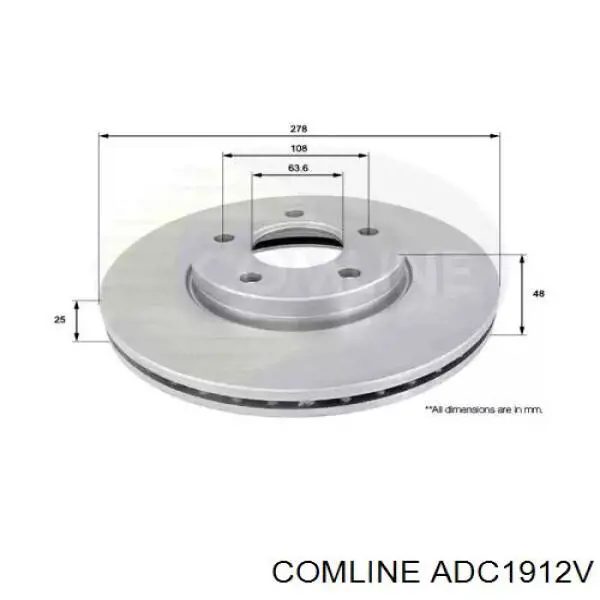 Диск гальмівний передній ADC1912V Comline