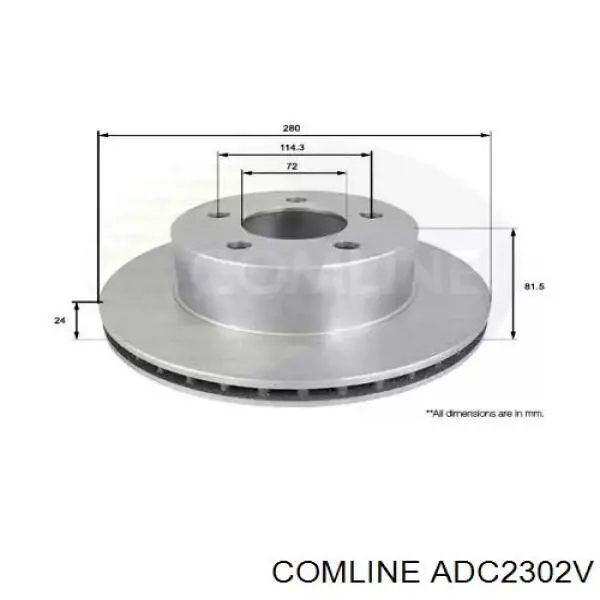 ADC2302V Comline диск тормозной передний