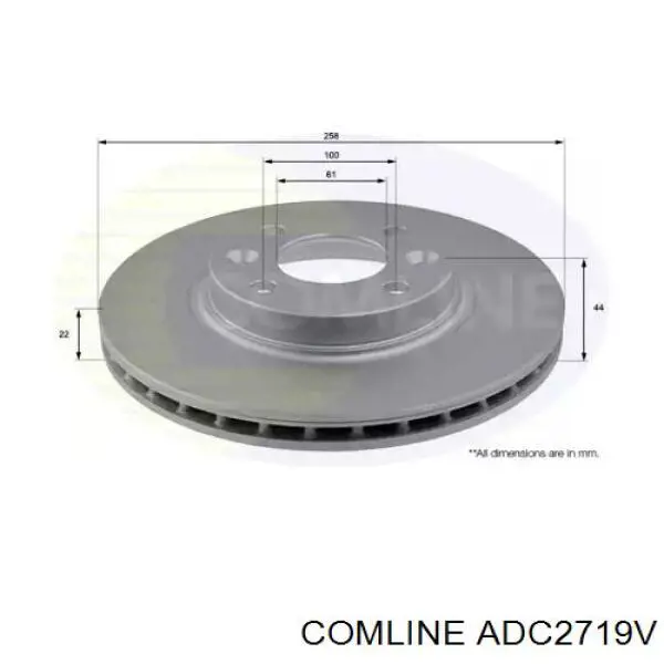 ADC2719V Comline disco do freio dianteiro