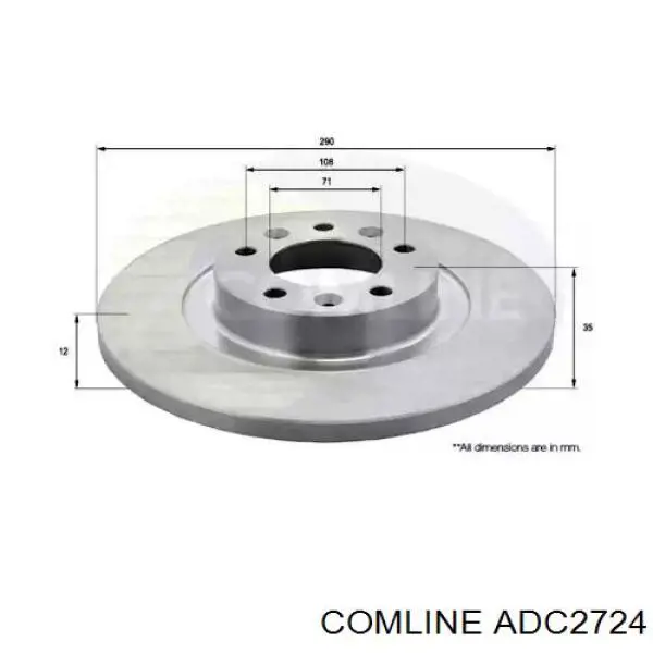 ADC2724 Comline диск тормозной задний