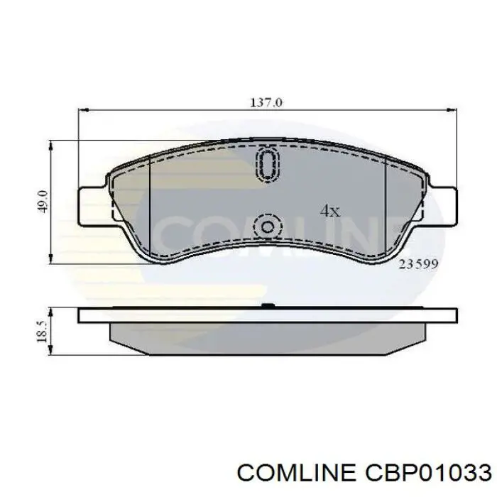 Колодки тормозные передние дисковые COMLINE CBP01033